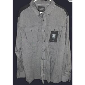 Rocawear Men's Shirt 3XL Button Up Black/Gray Long Sleeve Collar Y2K Hip Hop